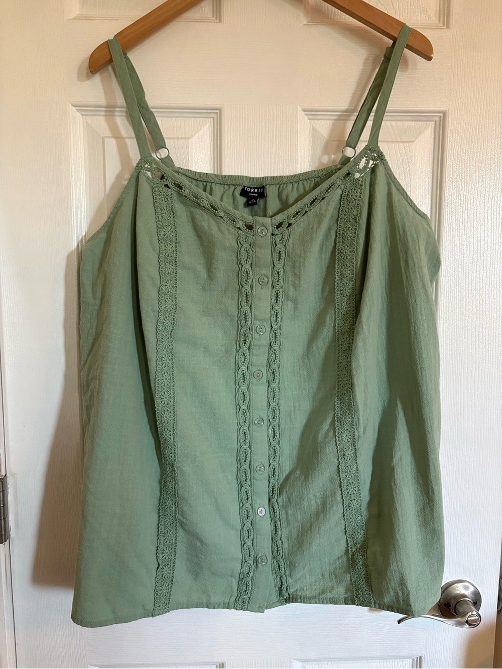 Torrid Sage Green Lace Trim Tank Top